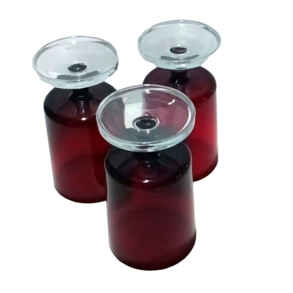 Vintage Cristal D'Arques Set of 3 Ruby Red Cavalier Stemmed Wine Goblets Glasses - Picture 4 of 7